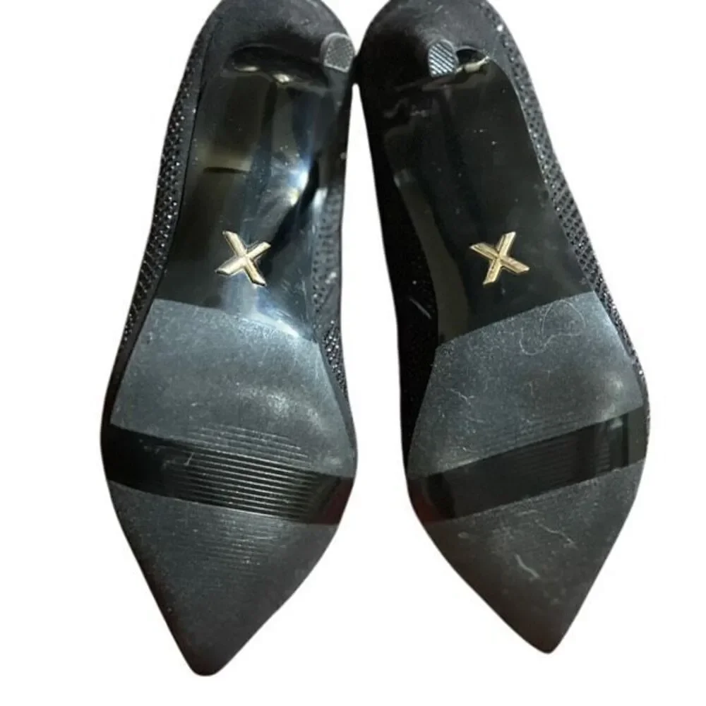 Express NWOB Black Glittery Pave' Rhinestone Side Zip Ankle Boots Size 6.5 - Picture 4 of 5